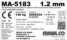 QR code am Drahtetikett für Chargennummer, Gewicht, Produktionsdatum und Artikelnummer
