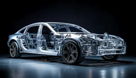 Aluminium-Space-Frame-Karosserie aus Strangpressprofilen und Gussknoten