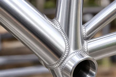 WIG-Naht mit Schuppenbild an einem blanken Aluminium-Fahrradrahmen