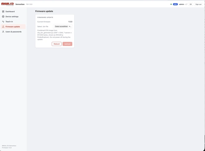 Mise à jour du firmware via le navigateur