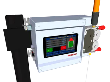 RoboFeed WireManager: Förderhilfe mit 7-Zoll-Touchdisplay, Schlaucheinlass und -auslass