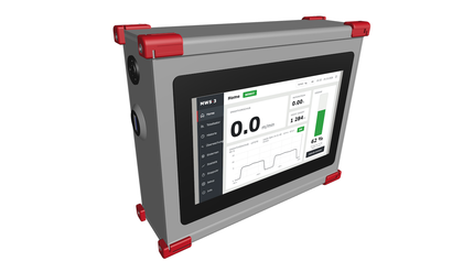 Wiresensor MWS-3: 7-Zoll-Touchdisplay mit Drahtvorschubgeschwindigkeit, Motorstrom, Drahtlänge und Gebinde-Füllstand