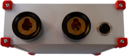 Rear view Sensorbox with connections for voltage- and current signals